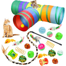 Новый набор игрушек Pet Cat Set Rainbow Blue Трехканальный туннель через игрушки для перьевых игрушек Cat Pet Products